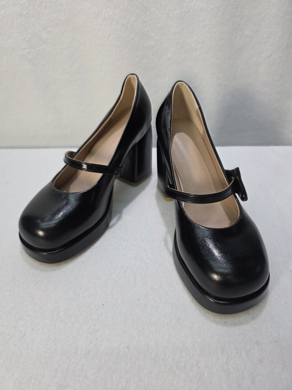 Black Mary Jane Block Heel Pumps NEW